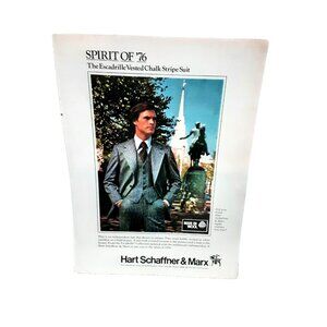 1976 Hart Schaffner Marx Spirit of 76 Chalk Stripe Suit Vintage Ad